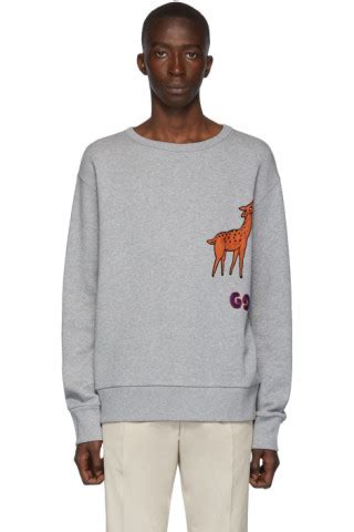 gucci grey gg deer sweatshirt|gucci hoodie sale.